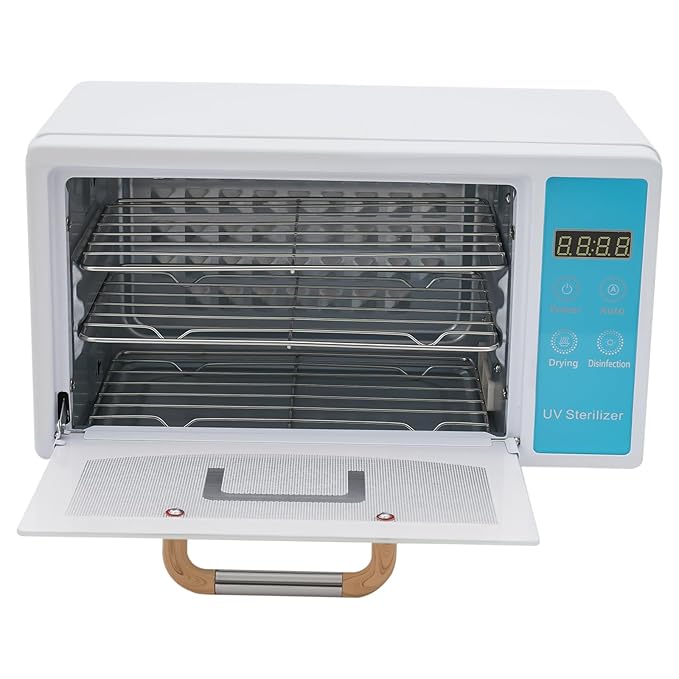 10L Nail Tool Cleaning Machine, High Capacity Nail Care Tools Drying Box Multi-Functional Manicure Tool Cleaning Cabinet for Home Use, Barbers, Beauty Salons, and Spas (White+Blue)