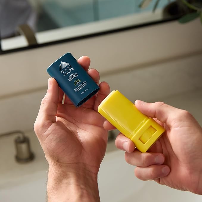 Oars + Alps Matte Face Sunscreen Stick, SPF 50 Travel Sunscreen Roll On for Face & Body, Fragrance Free, Water & Sweat Resistant Sunblock, All Skin Types, Dermatologist Tested, Moisturizing, 2pk