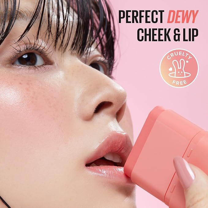 KAJA Cheek & Lip - Dewy Bar 03 Peach Cobbler | Creamy Blusher and Balm Multi-Stick, 45% Moisturizing Oil, Apple Extract, Vitamin-Hyaluronic Acid Infused, High Shine, Non-Sticky, Easy Blending, 10g