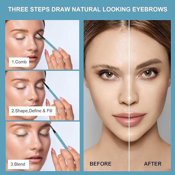 TurritopsisD Micro Brow Pencil 【2-Pack Taupe】 Eyebrow Pencil Waterproof Pro Long-Lasting Precision Micro-Tip Ultra-thin Built-in Soft Spoolie