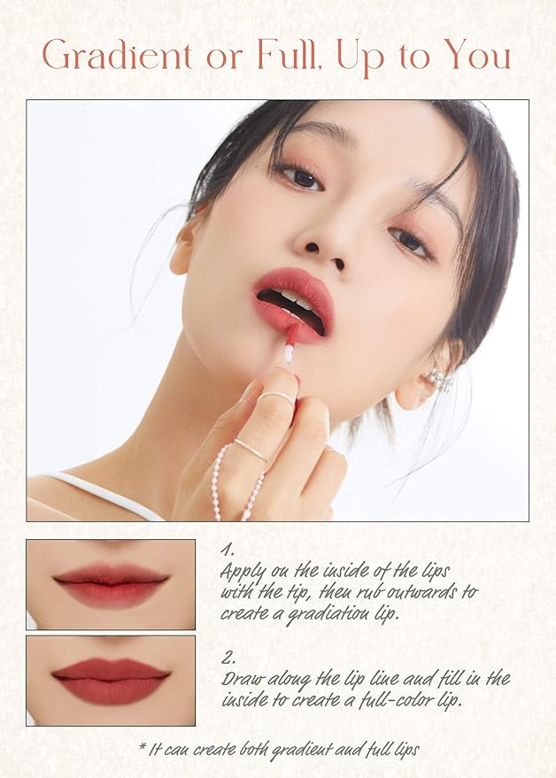 I'M MEME Color Key Ring Velvet Lip Tint - 02 Quiet Coral | Long Lasting Lip Stain, Matte Finish, Smooth Texture, Kbeauty, Cute Korean Makeup, Compact, Portable Keychain, Travel-Friendly, Gift, 2.8g
