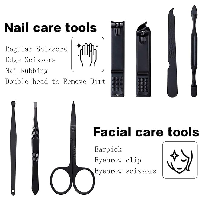 KV.YSHQLNE Manicure Set Pedicure Kit Womens Nail Clippers Set 32 in 1 Professional Grooming Care Tools Nail Kit Including Facial, Fingernails and Toenails Care with Travel Case Women (Red_7 Pieces)