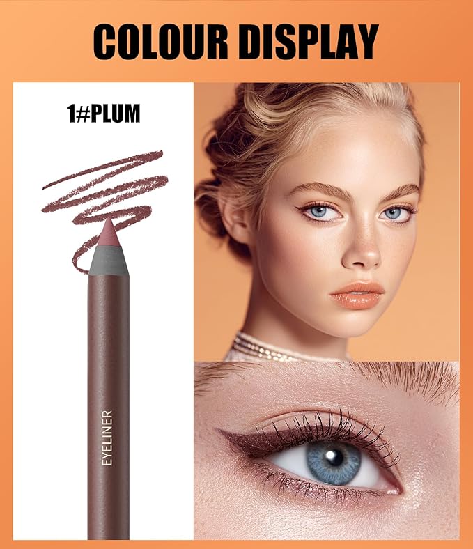 24 HR Waterproof Eyeliner Duo Sharpenable Eye Pencil, Duo Sharpenable waterproof Eye pencil,No Smudging, No Fading, Long-Wearing, Smooth and Easy To Color (Chocolate)