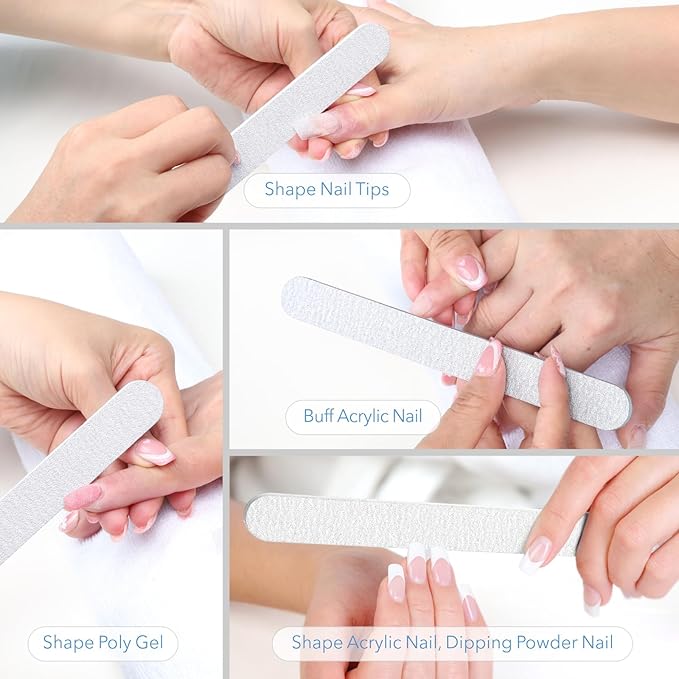 GazePlus Nail Files, 50 PCS Fingernail Files 7" Long 80/100 Grit Emery Boards for Nails - Professional Nail File Bulk Washable for Acrylic, Gel, Dip Powder, and Poly Gel Nails