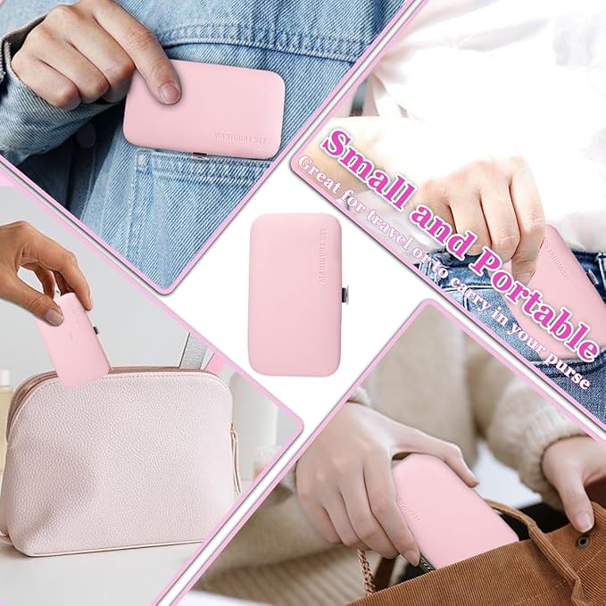 Nail Clippers Set, Manicure Grooming Care Tools Kit: Fingernail Clipper & Toenail Pedicure Cutter, Mini Nail Trimmer Kit with Travel Case Gifts for Women (Pink)