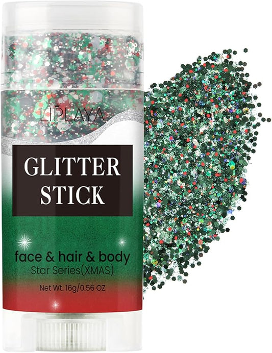 Body Glitter Stick, Face Glitter Body Gel Sequins, Mermaid Glitter Stick Shine Hair Eyeshadow Face Body Glitter Concerts Music Festivals Christmas Halloween Party Looks Sparkle Shimmer Makeup (Green)