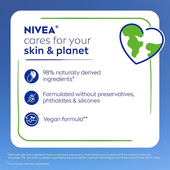 NIVEA Cherry Lip Care, Ruby Tinted Lip Balm Pack with Shea Butter, Nourishing Oils and Vitamin C & E, 3-in-1 Moisture, Repair and Color, 0.17 Oz Stick, Pack of 4