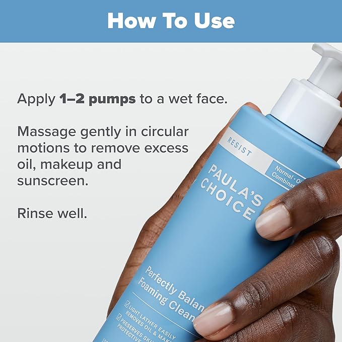 Paula's Choice RESIST Perfectly Balanced Foaming Facial Cleanser, Face Cleanser with Hyaluronic Acid & Aloe, Anti-Aging Face Wash, Large Pores & Oily Skin, Fragrance-Free, 6.4 Fl Oz