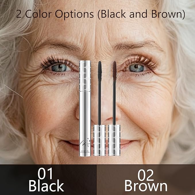 2Pack Black Mascara for Older Women 60 Plus, Prime Waterproof Volume and Length for Hypoallergenic Máscara with Long Lasting, Hypoallergenic, Lightweight for Sensitive Eyes, 01