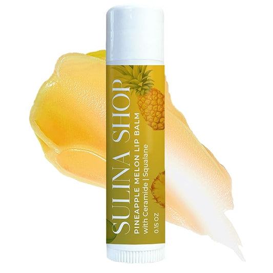 Pineapple Melon Lip Balm Hydrating & Nourishing Lip Moisturizer with Squalane, Castor Oil, and Vitamin E, Smooth Application, Lip Care, Barrier Protection, Non-Waxy, Refreshing Scent - 0.15 Fl oz