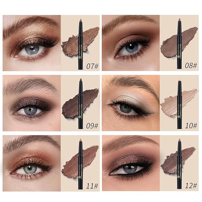 YOUNG VISION Eyeshadow Stick, Shimmer and Matte Cream Eye Shadow Brightener Sticks Eyeliner Pencil Crayon, Waterproof Long Lasting Eye Highlighter Stick Makeup,0.056 Oz(#3-Desert) (10)