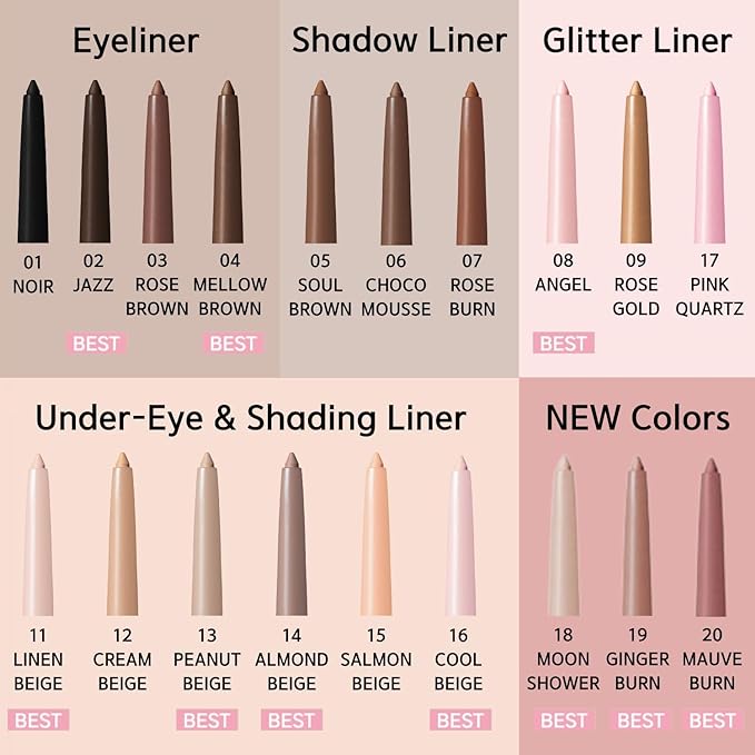 BBIA Last Auto Gel Eyeliner 17 Color – Multi-Use Longwear & Waterproof Mechanical Eye Liner Easy Drawing with Smooth Texture Smudge-Resistant Shadow & Glitter Vegan Korea Eye Makeup (18 MOON SHOWER)