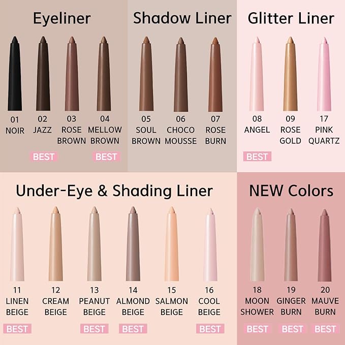 BBIA Last Auto Gel Eyeliner 17 Color – Multi-Use Longwear & Waterproof Mechanical Eye Liner Easy Drawing with Smooth Texture Smudge-Resistant Shadow & Glitter Vegan Korea Eye Makeup (03 ROSE BROWN)