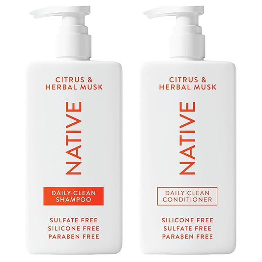 Native Shampoo and Conditioner contain Naturally Derived Ingredients | All Hair Types, Color & Treated, Fine to Dry Damaged | Sulfate & Dye Free | Citrus & Herbal Musk, 16.5 fl oz each (2 pack)