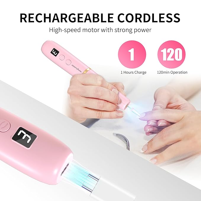HengYuaoler Electric Nail Drill Machine File Efile Set for Acrylic Gel Nails Portable Nail Drill Machine Kit Rechargeable Pedicure Tools for Hand Feet Manicure Pedicure Tools Polishing Set(Blue)