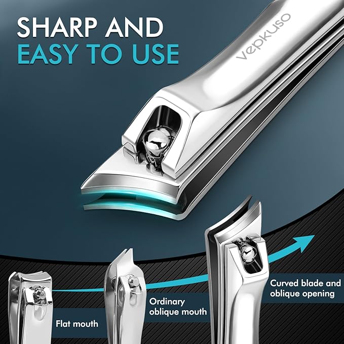 Vepkuso Nail Clippers&Toenail Clippers for Thick Nails for Seniors | Toe Nail Clippers Set for Ingrown Nails for Men | Manicure Kit &Nail Cutter for Women, Gift Idea