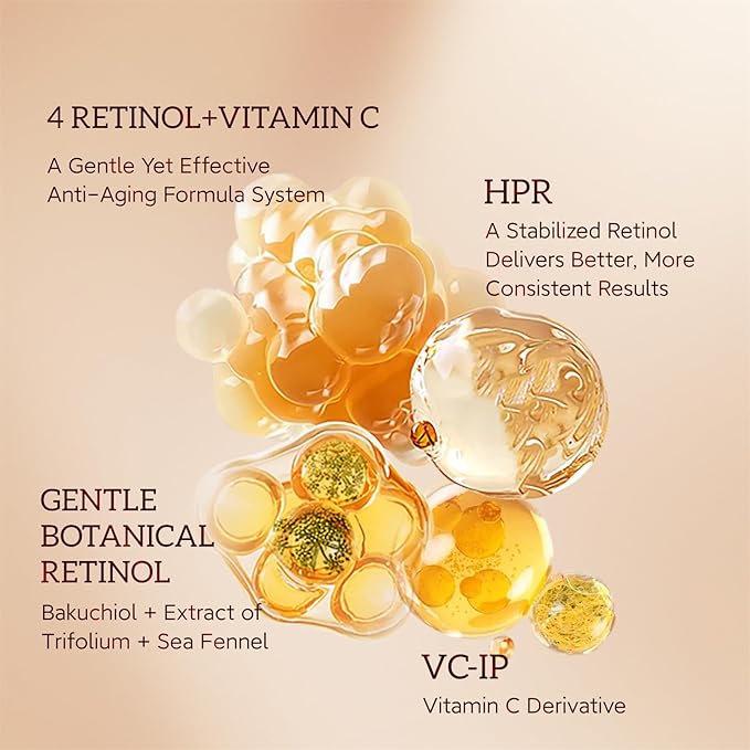 HKH Bakuchiol Retinol Serum For Face: 30 Capsules Anti-Aging Serum Sensitive Skin - SGS Tested Wrinkle Reduction in 4 Weeks - Night Repair Serum With Peptides & Plant-Based Retinol - Travel-Friendly