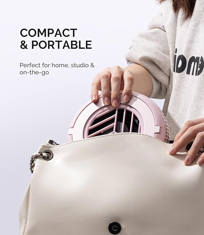 MelodySusie PocketSized Nail Dust Collector with Lightweight Design,HProA 6000RPM Ultra-Small Nail Vacuum Fan with 3 Suction Modes and 30 Disposable Filter Papers for Beginner & Daily Nail Care,Pink