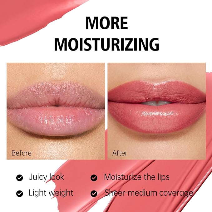 MAKI YIKA 3Pc Moisture Lipsticks for Women Nude Pink Red Lipstick Hydrate Tinted Lip Balm for Dry Cracked Lips Glossy Lip Color, MA55/62/63