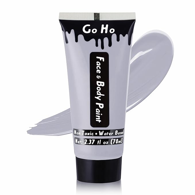 Go Ho Grey Face Body Paint Washable (2.37oz/pc),Water Based Cream Grey Face Paint,Gray Body Paint for SFX Cosplay Costumes Festivals Halloween Vampire Zombie Makeup