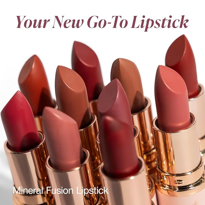 Mineral Fusion Long-Lasting Lipstick, Vivid & Smudge-Free Lip Color with Avocado Oil, Cocoa Seed Butter, Free of FD&C Dyes, Paraben and Gluten, Negroni