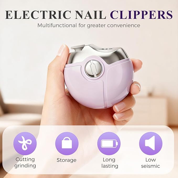 2 in 1 Electric Polishing Automatic Nail Clippers, 2026 Upgraded Electric Nail Trimmer Electric Nail Clipper with 2 Adjustable Speeds, Nail Trimmer for Seniors, Adults (Khaki)