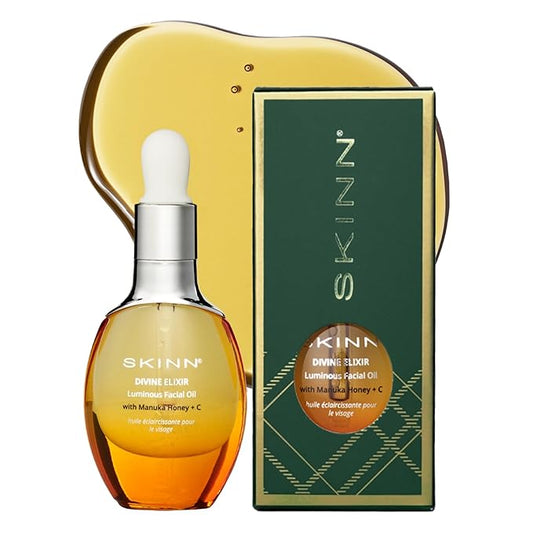 SKINN Mini Luminous Facial Oil, Anti-Aging Face Oil for Mature & Dry Skin - Hydrating & Moisturizing Oil for Face Reduce Fine Lines & Wrinkles - Brightens, Firms & Hydrates - Vitamin C & Manuka Honey