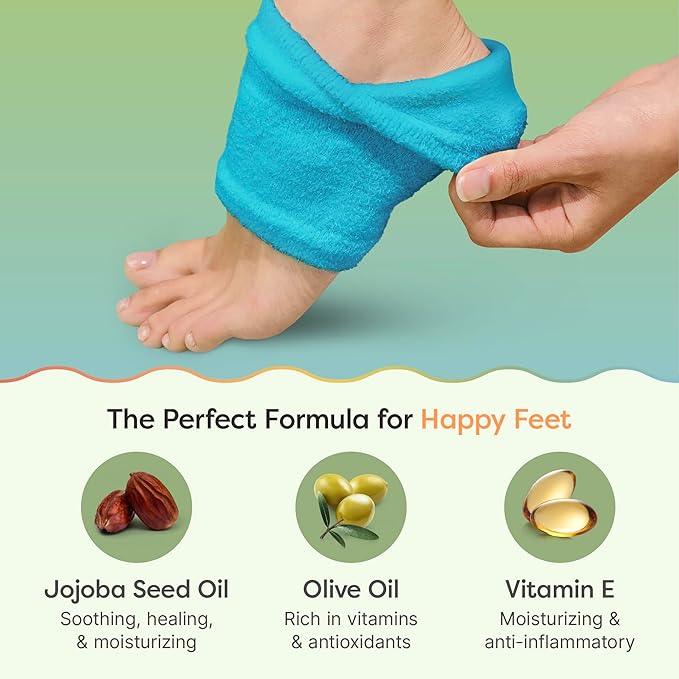 ZenToes Moisturizing Socks for Cracked Heel Treatment, Vitamin E, Olive Oil and Jojoba Oil Infused Heel Socks, Galentines Day Gifts, Self Care Gifts for Women (Fuzzy Blue, Wide Width)