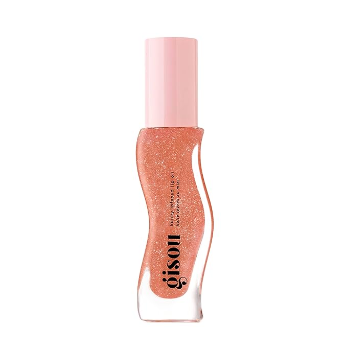 Gisou Honey Infused Hydrating Lip Oil, Nourishing Lip Moisturizer for Dry Lips (Glazed Plum)