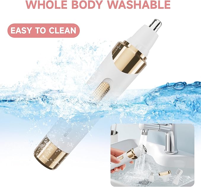 Electric Razor for Women,4 in 1 Womens Shaver Electric Bikini Trimmer Pubic Hair Removal Wet & Dry Painless Shaver for Legs Underarms Eyebrow Face Nose and Bikini Grooming Kit for Women 3021 White