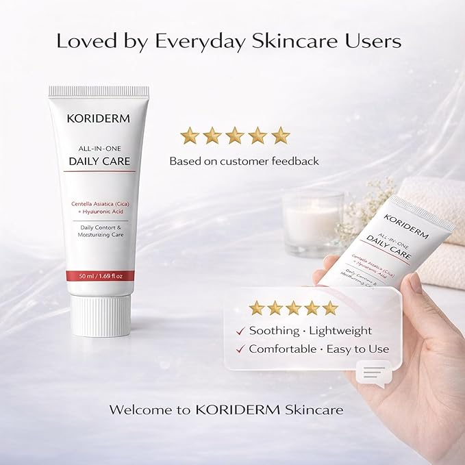 KORIDERM Time Reverse Cream, Daily Moisturizing Face Cream with Centella Asiatica (Cica) & Hyaluronic Acid – Lightweight All-in-One Skin Care for Daily Comfort – 50 mL / 1.69 fl oz (1)