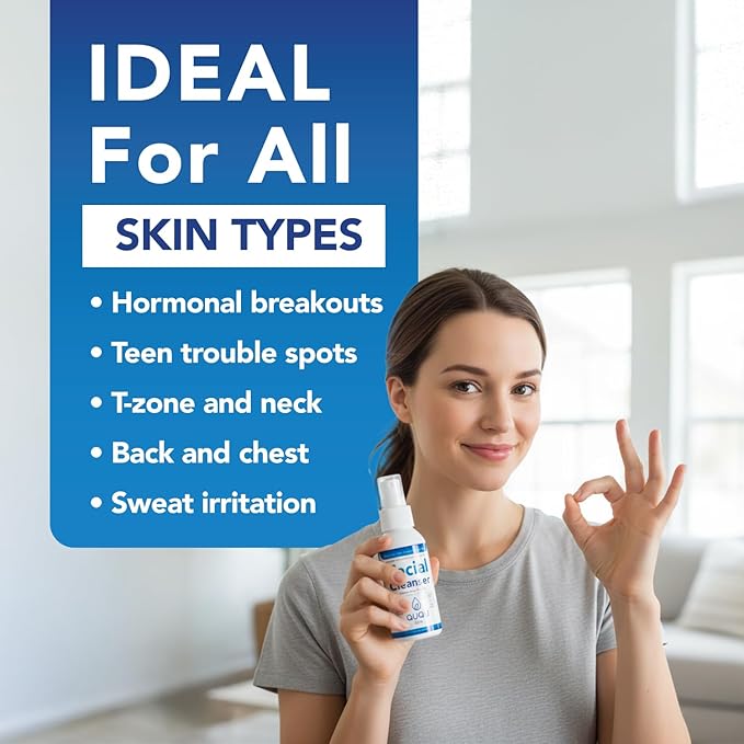 QUQU SKIN Hypochlorous Acid Face Spray - Daily Facial Cleanser & Toner Mist - Pore Clarifying Solution for Blemishes, Redness & Sensitive Skin - Post-Workout & Makeup Prep - Alcohol Free -(3.38 Fl Oz)