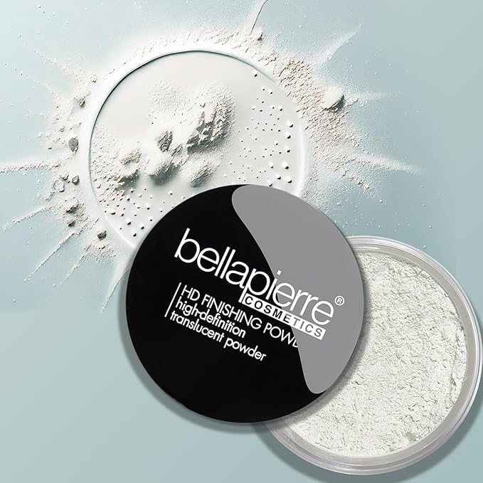 Bellapierre HD Finishing Powder Translucent – Mica-Based Mattifying Setting Powder, Silky Shine-Free Finish, Lightweight Baking Powder, Non-Toxic & Paraben-Free – 0.23 oz