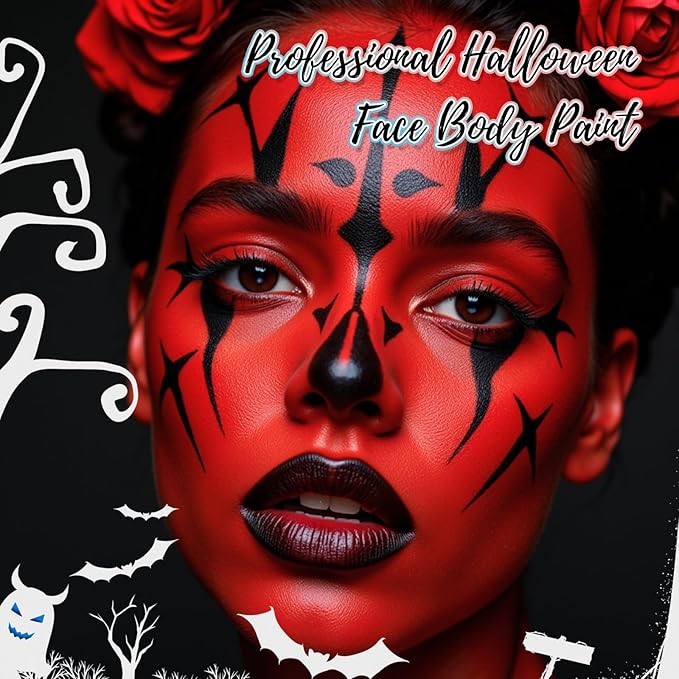 Devil Red Water Based Face Body Paint, 2.37 OZ Large Tube Full Coverage Face Paint for Cosplay Joker Vampire Spiderman, Washable Red Body Painting Cream for Adult Carnival Halloween SFX Makeup