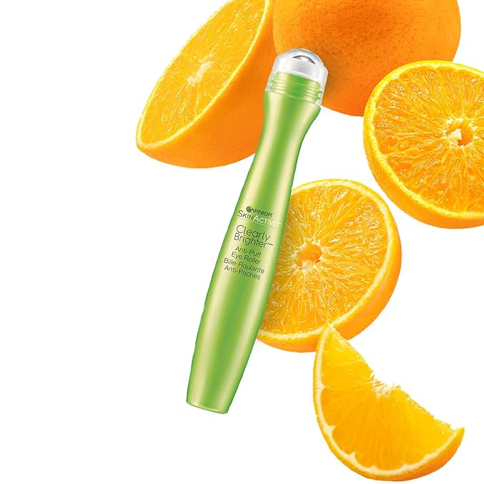 Garnier Clearly Brighter Anti-Puff Eye Roller, Dark Circles Under Eye Treatment with Caffeine and Vitamin C, 0.5 Fl Oz (15mL), 1 Count (Packaging May Vary)