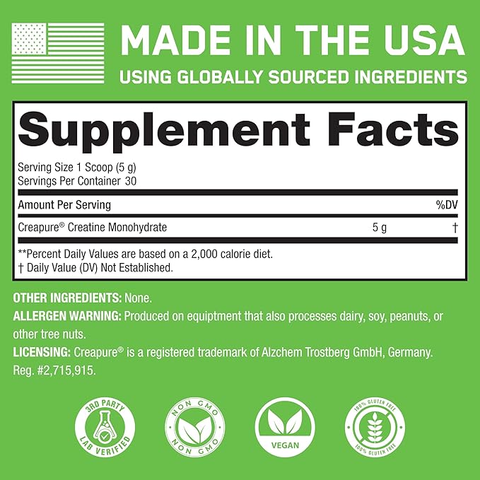 SteelFit Creapure Creatine Monohydrate Powder - German Micronized Creatine Powder for Men & Women - Gym Workout Nutritional Supplements for Muscle Gain, Brain Health & Strength Building, 30 Servings