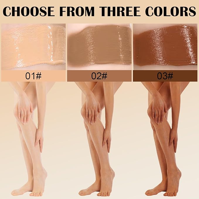 Waterproof Leg & Body Makeup Cream with Puff, Transfer-Resistant Full Coverage Concealer for Tattoos, Scars & Varicose Veins, Long-Lasting Natural Finish Foundation for All Skin Tones, 01