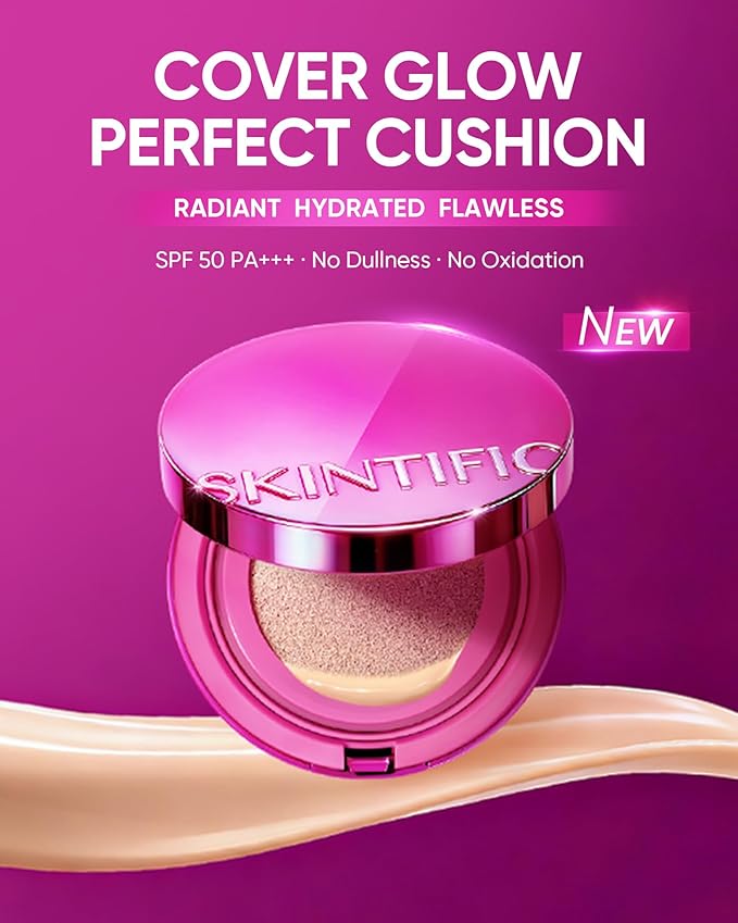 Cover Glow Perfect Cushion Foundation, Healthy-glow Finish, Natural Coverage, Moisturizing, Lightweight, Milk Touch Cushion,Winter Foundation，SPF 50 PA+++(#00 Porcelain)