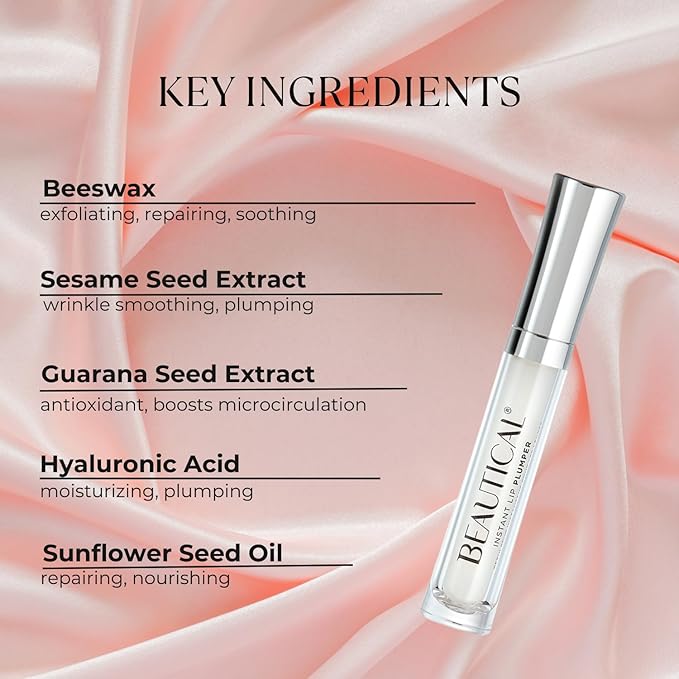 Instant Lip Plumper, Hydrating Lip Serum with Hyaluronic Acid, Guarana & Horse Chestnut Extract, Non-Sticky Moisturizing Lip Plumping Glossm, Anti-Aging Lip Care, 5ml