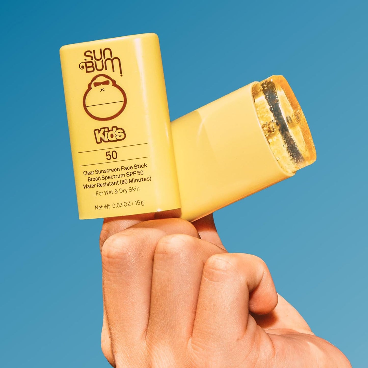 Kids SPF 50 Clear Face Stick Sunscreen - Wet or Dry Skin Application Broad Spectrum Sunscreen with Vitamin E - Hawaii Act 104 Compliant (Without Octinoxate & Oxybenzone) - Travel Size 0.53 Oz