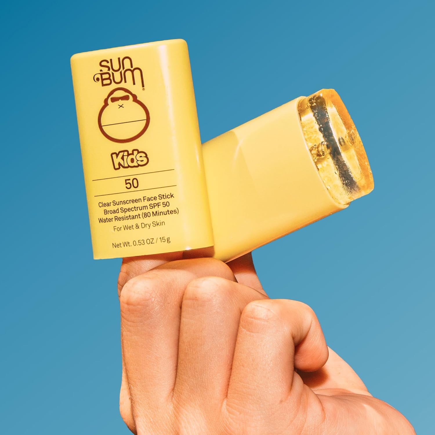 Kids SPF 50 Clear Face Stick Sunscreen - Wet or Dry Skin Application Broad Spectrum Sunscreen with Vitamin E - Hawaii Act 104 Compliant (Without Octinoxate & Oxybenzone) - Travel Size 0.53 Oz