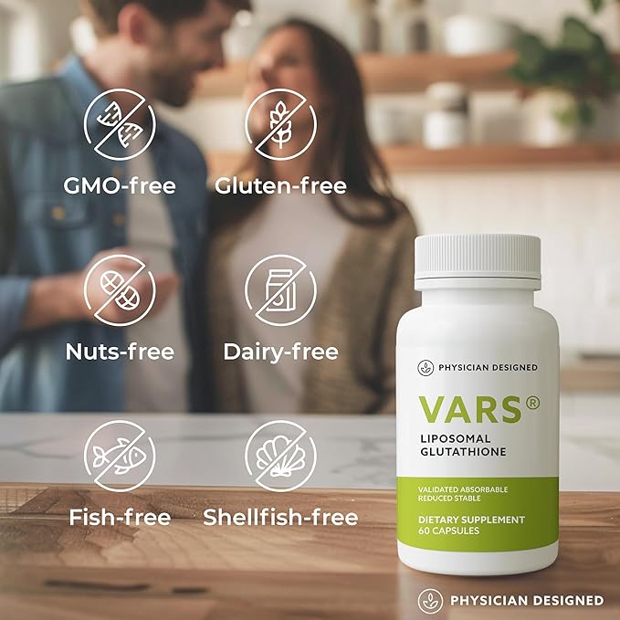 Physician Designed VARS Liposomal Glutathione Capsules - Patented Antioxidant Liquid Dietary Supplement, Anti-Aging, Detoxification, Fortify Immune System, Energy Management Skin Brightening, 60 count