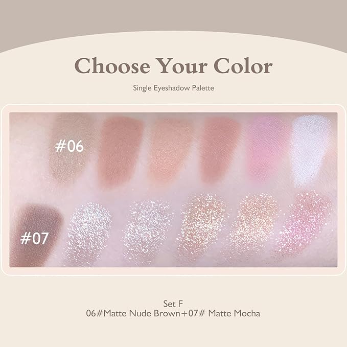 Matte Eyeshadow Palette 2 PCS, Mocha Nude Brown Eye Shadow Palettes Nude Neutral Eyeshadow for Women, Smooth Powder Lightweight Blendable sombras para ojos Compact Daily Eyes Makeup, Set F