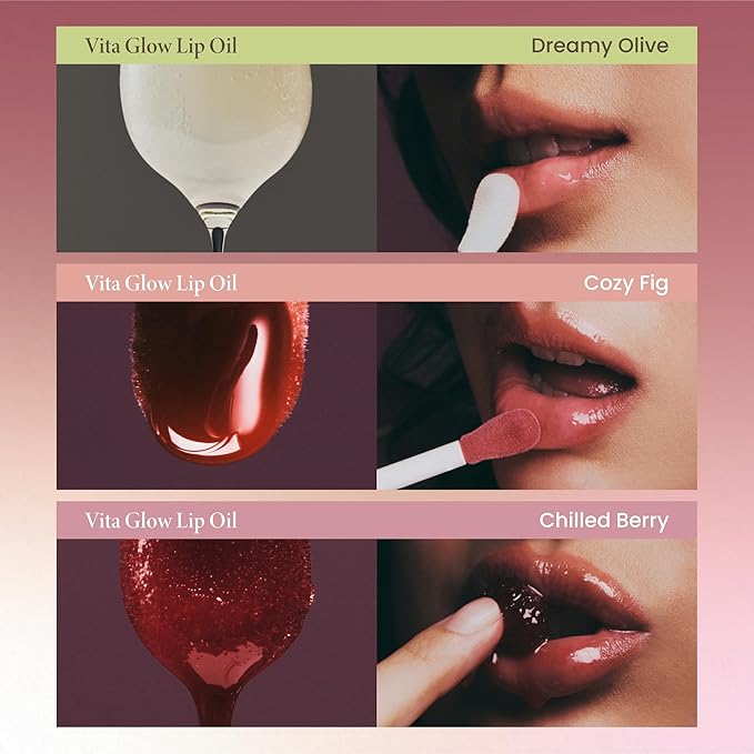 AXIS-Y Vita Glow Lip Oil with Vitamin E & Ceramide - Nourishing & Revitalizing Dry, Chapped Lips with Long Lasting Moisturization - Vegan Korean Skin Care Lip Treatment - 0.13 fl. oz. (Chilled Berry)