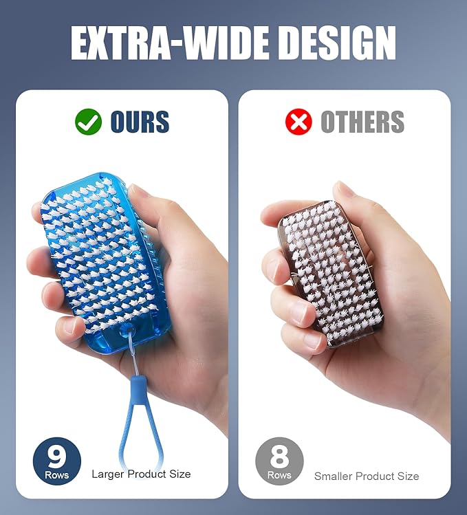 Nail Brush for Cleaning Fingernails, Larbois 2 Pack Two-Sided Extra-Wide Fingernail Brush for Cleaning Stiff Bristles Nail Scrubber Brush Mechanic Hand Scrub Brush with Hanging Rope