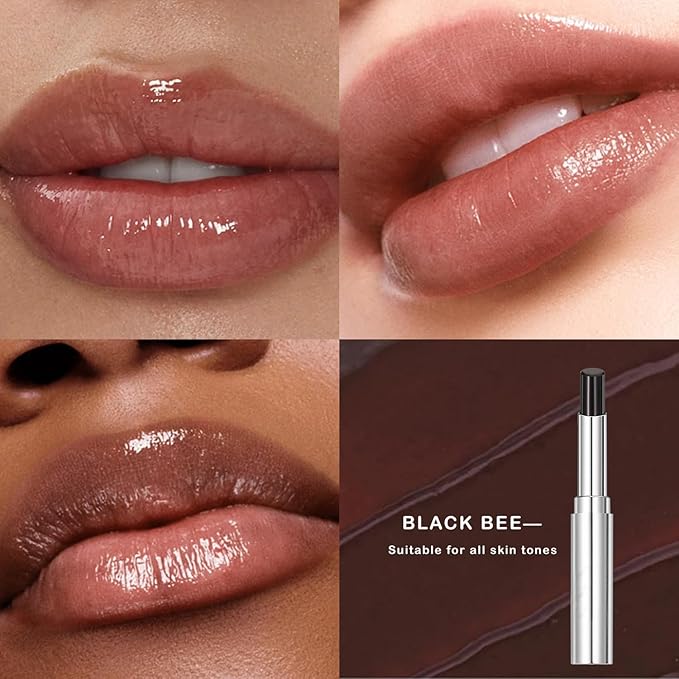 Noir Honey Lipstick, Moisturizing Lip Color, Nourishing Lip Balm, Honey Noir Lipstick Suitable for All Skin Tones, Natural Lip Care, Long-Lasting Moisturization Non-Sticky (Black)