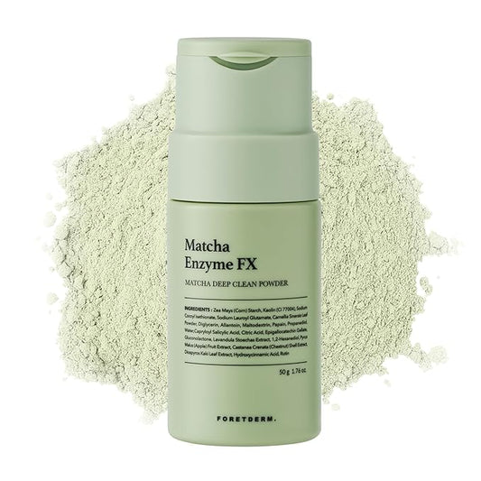 FORETDERM Matcha Enzyme FX Powder-To-Foam Cleanser, Enzyme Face Wash With Matcha Extract, Hydrating Korean Facial Cleanser For Daily Use, Water-Based Fragrance Free Formula, All Skin Types, 1.76oz