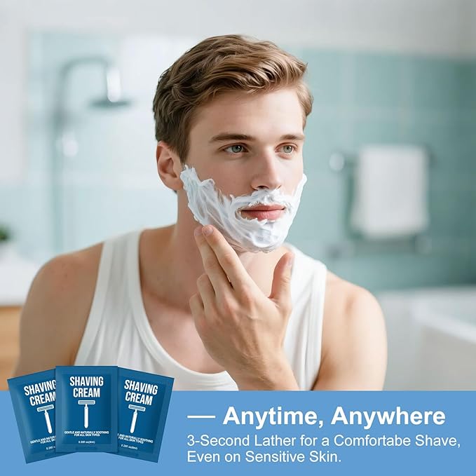 Shaving Cream Bulk Travel 8ml/0.28fl oz,Disposable Shaving Cream in Bulk Travel Shave Cream for Hotel Homeless （White Tea，Pack of 100)