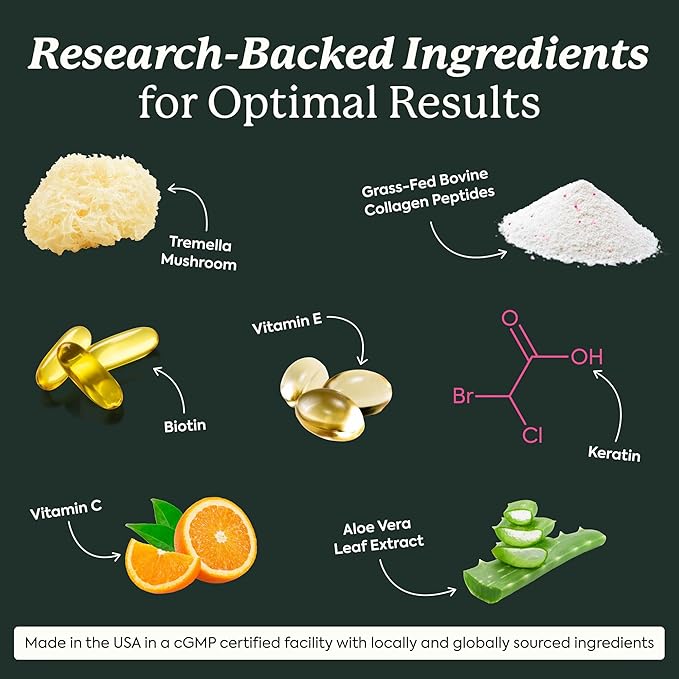 Plant People WonderBeauty Hair, Skin & Nails Rejuvenation Gummies with Tremella Mushroom, Marine Collagen Peptides, Keratin, & Biotin – Watermelon Flavor, 60 Gummies