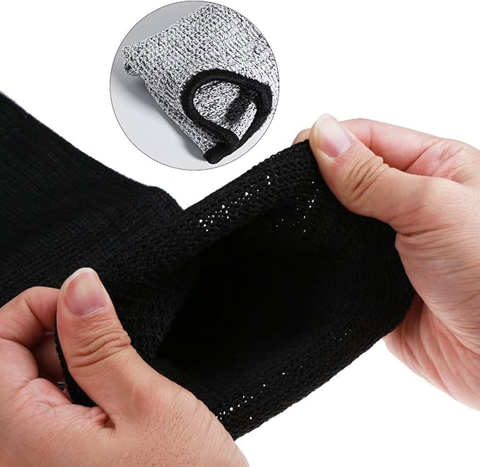CAWANFLY 5 Pairs Protective Arm Sleeves, Level 5 Protection Cut Resistant Sleeve with Thumb Hole (Black)